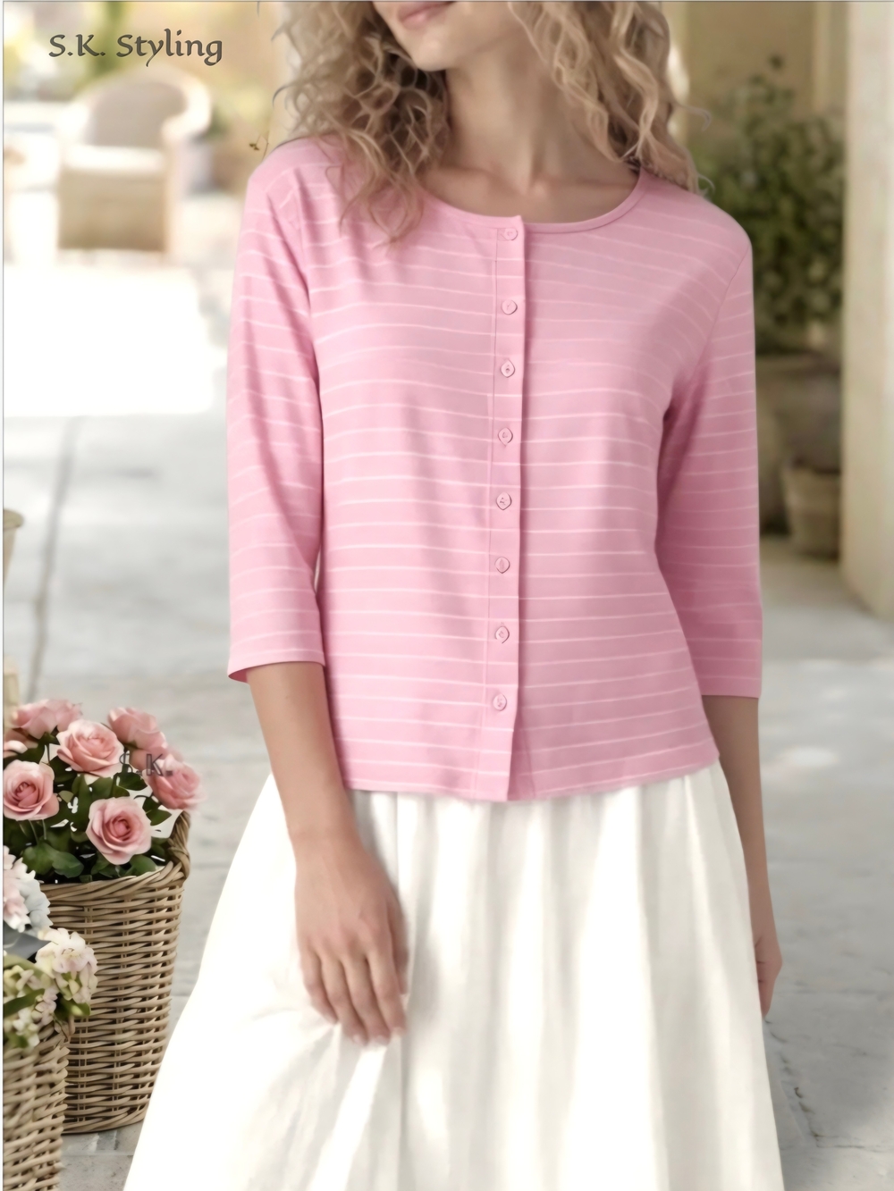 Vintage Y2K Route 66 Pink Striped Button-up Top 90s Coquette Micro Cardigan sz L